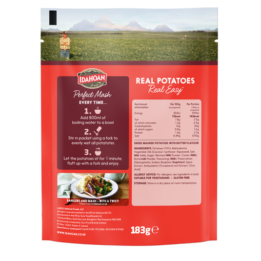 Idahoan Perfect Mash Potatoes Buttery 183g Sachet FAMILY size