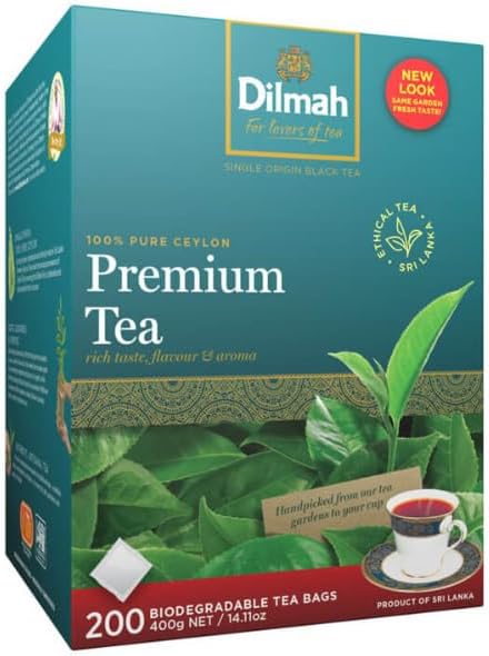 Dilmah Premium Ceylon Black Tea 200 Tagless Tea Bags 400g