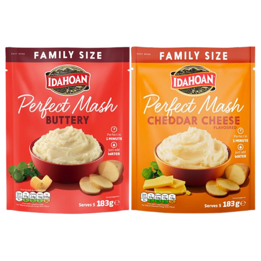 Idahoan Perfect Mash Potatoes Buttery & Cheddar 183g Sachets FAMILY size x 2