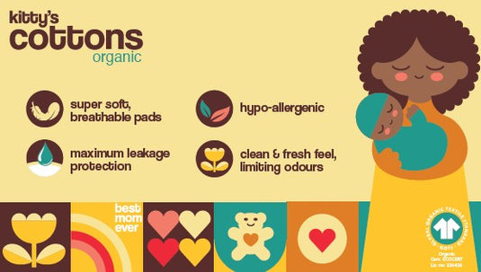 Kitty's Cotton Organic Maternity Sanitary Pads With Wings Pack of 10