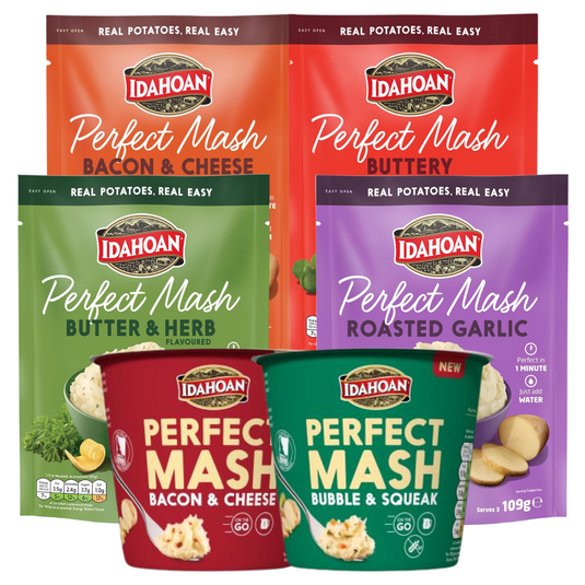 Idahoan Perfect Mash Potatoes 4 different flavour in 109g Sachets & 2 Pots