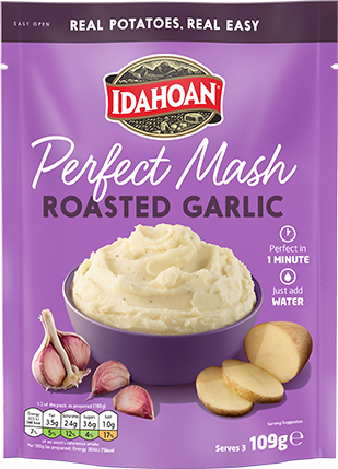 Idahoan Perfect Mash Potatoes Roasted Garlic 109g Sachet Pack of 4