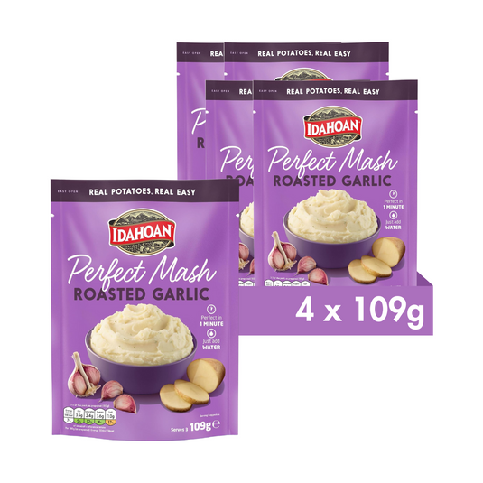 Idahoan Perfect Mash Potatoes Roasted Garlic 109g Sachet Pack of 4