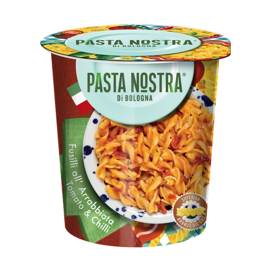 Pasta Nostra | Arrabbiata | Vegan | Instant fusilli pasta with a tomato and chilli sauce 70g x 8