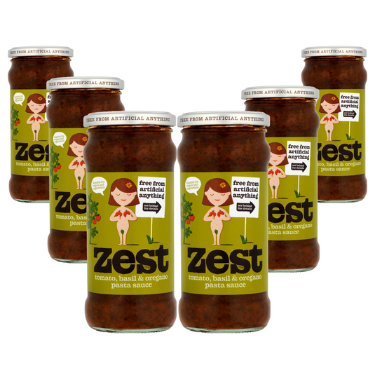 Zest Vegan Tomato Basil & Oregano Pasta Sauce Pack of 6 x 340g, Plant Based, Gluten & Dairy Free