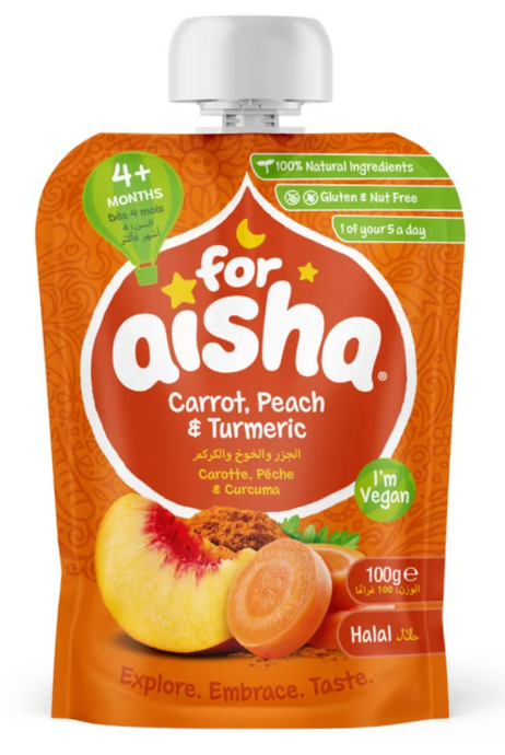 For Aisha Carrot, Peach & Turmeric Pouch 100g