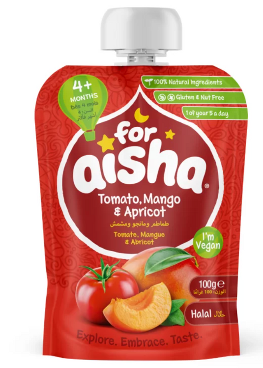 For Aisha Tomato, Mango & Apricot Pouch 100g