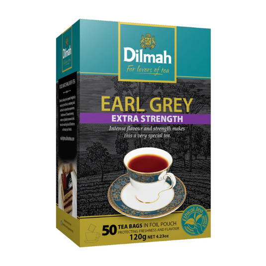 Dilmah Extra Strength Earl Grey Tea 50 Tagless Tea Bags 120g