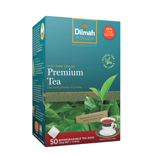 Dilmah Premium Ceylon Black Tea  50 Tagless Tea Bags 100g
