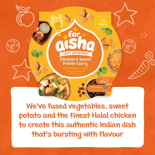For Aisha Halal Baby Food Chicken & Sweet Potato Curry Tray 190g