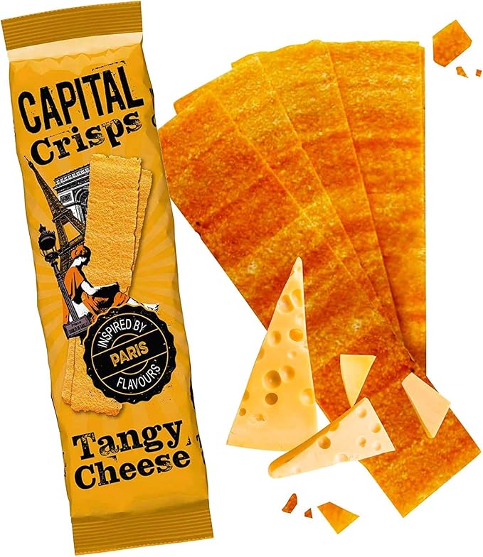 Load image into Gallery viewer, Capital Crisps Paris Tangy Cheese Pack of 10 x 75g - Elongated Crisps. Multipack Crisps, Vegetarian Snacks, Healthy Snack
