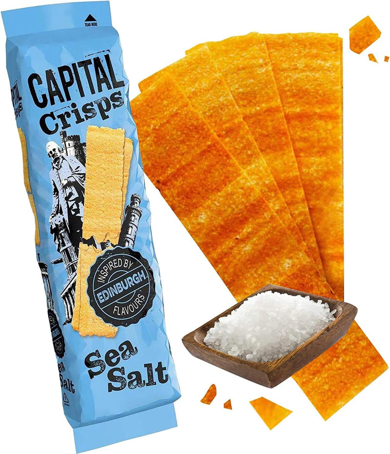 Load image into Gallery viewer, Capital Crisps Edinburgh Sea Salt Pack of 10 x 75g - Elongated Crisps. Multipack Crisps, Vegetarian Snacks, Healthy Snack
