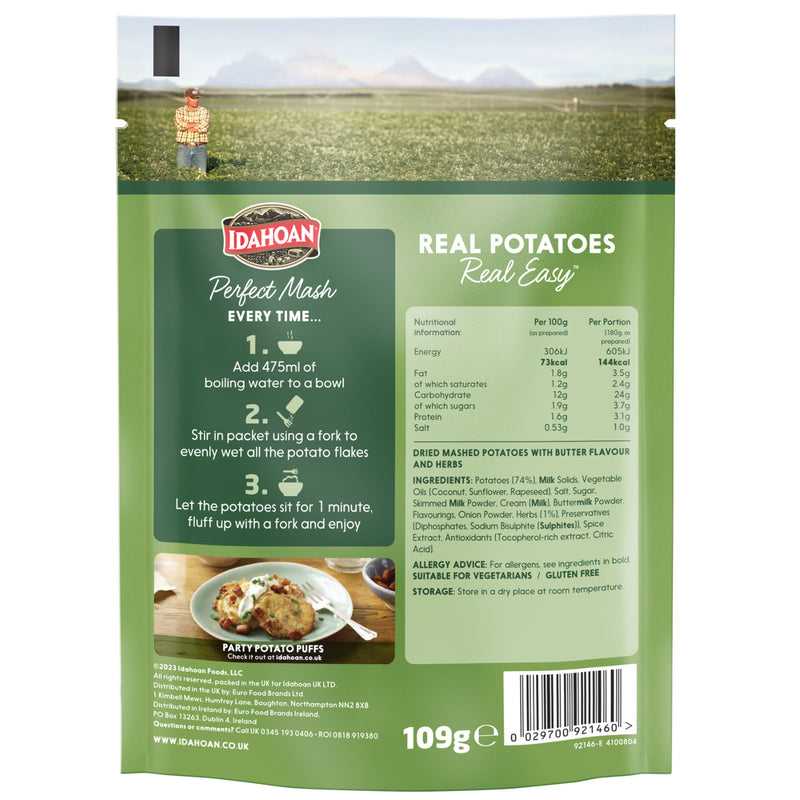 Load image into Gallery viewer, Idahoan Perfect Mash Potatoes Butter &amp; Herb 109g Sachet
