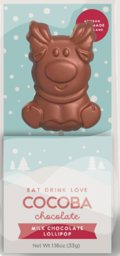 Cocoba Festive Reindeer Chocolate Lollipop 30g
