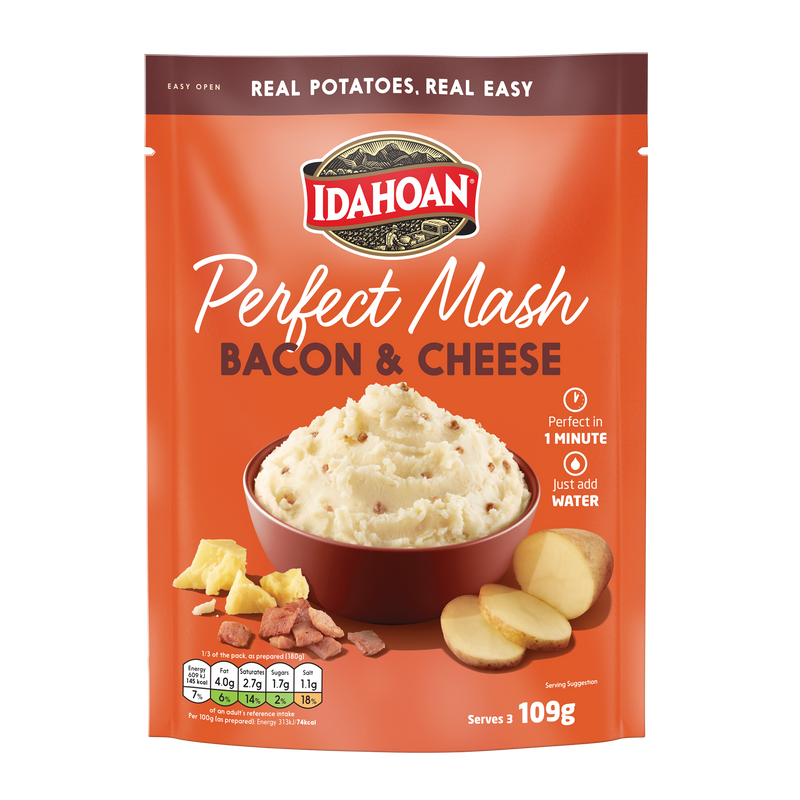 Load image into Gallery viewer, Idahoan Perfect Mash Potatoes Bacon &amp; Cheese 109g Sachet
