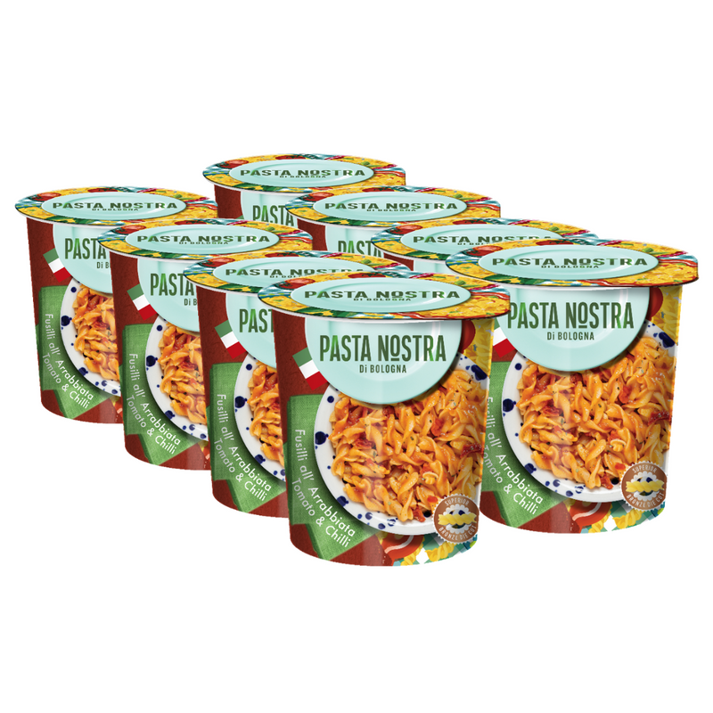 Load image into Gallery viewer, Pasta Nostra | Arrabbiata | Vegan | Instant fusilli pasta with a tomato and chilli sauce 70g x 8
