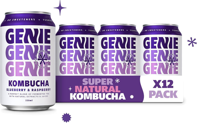 Load image into Gallery viewer, GENIE Blueberry &amp; Raspberry Kombucha
