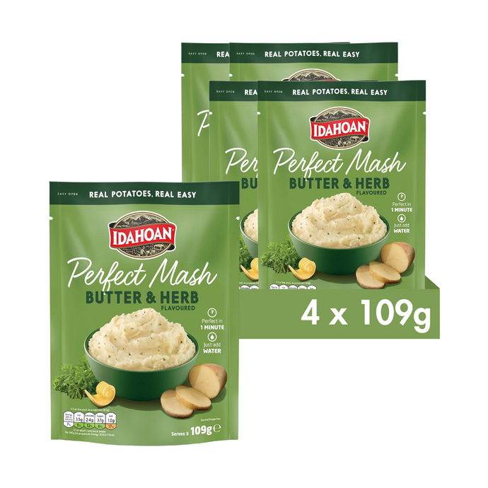 Idahoan Perfect Mash Potatoes Butter & Herb 109g Pack of 4