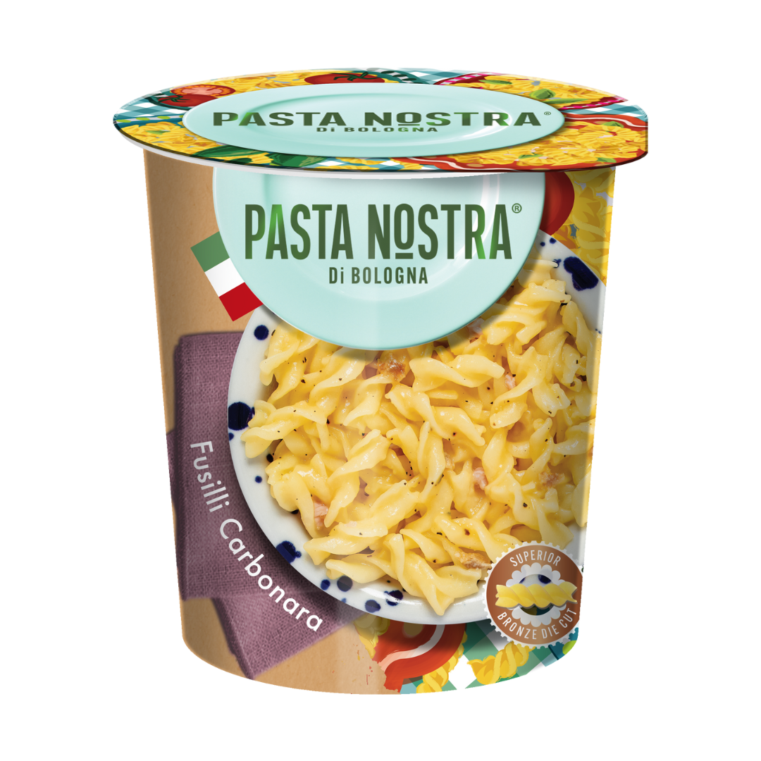 Pasta Nostra | Carbonara | Instant fusilli pasta with a cheese and bacon sauce 70g x 8