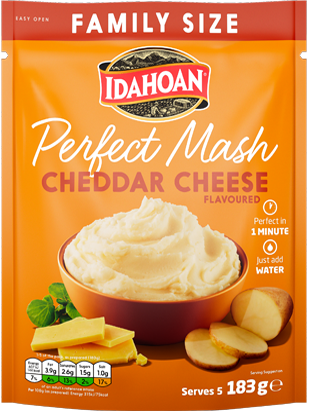 Idahoan Perfect Mash Potatoes Cheddar Cheese 183g Sachet FAMILY size Case(10)
