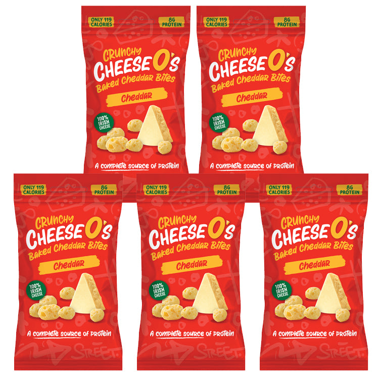 Load image into Gallery viewer, CheeseO's Crunchy Baked Cheddar Cheese Snacks Pack of 5x20g - Cheddar Bites, Keto Snacks, High Protein Snack, Baked Crisps Low Carb Gluten Free Vegetarian Savoury Snack
