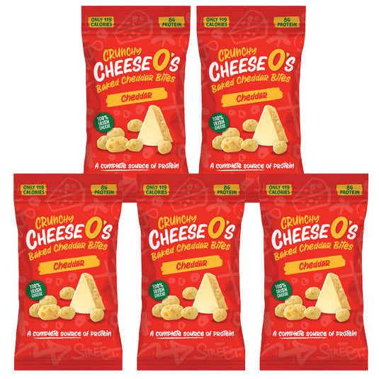 CheeseO's Crunchy Baked Cheddar Cheese Snacks Pack of 5x20g - Cheddar Bites, Keto Snacks, High Protein Snack, Baked Crisps Low Carb Gluten Free Vegetarian Savoury Snack
