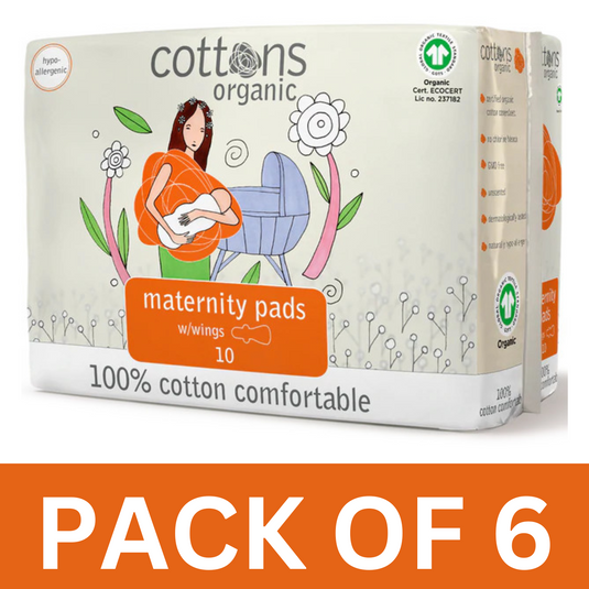 Cottons Organic Maternity Sanitary Pads With Wings Pack of 10 x 6