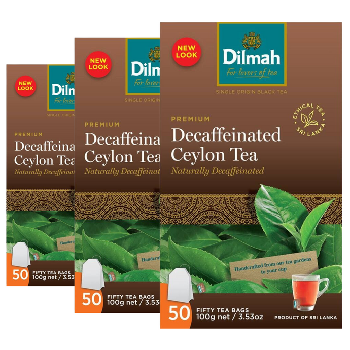 DECAFFEINATED BLACK TEA - 50 TAG TEABAGS, x Pack Of 3