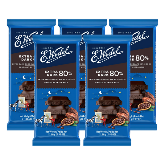 E. Wedel Classic 80% Dark Chocolate 80g Pack of 5