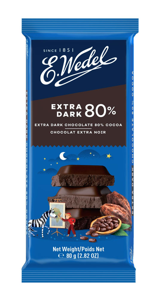 E. Wedel Classic 80% Dark Chocolate 80g Pack of 5