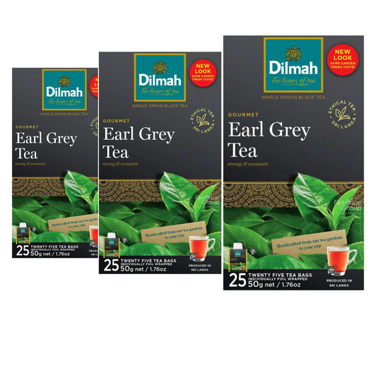 Dilmah Earl Grey Tea 25 Tagged Tea Bags 50g X Pack of 3
