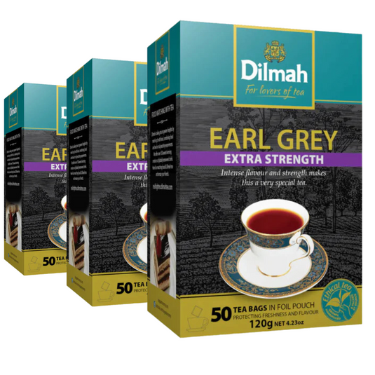 EARL GREY EXTRA STRENGTH - 50 TAGLESS TEABAGS, x Pack Of 3
