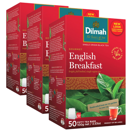 Dilmah English Breakfast Tea 50 Tagless Tea Bags 125g x Pack of 3