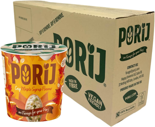PORiJ | Instant Porridge Pots pack of 6 x 60g | Ready to Eat in Minutes Healthy & Delicious Oats Meal High Fiber & Protein Porridge Vegan Oats