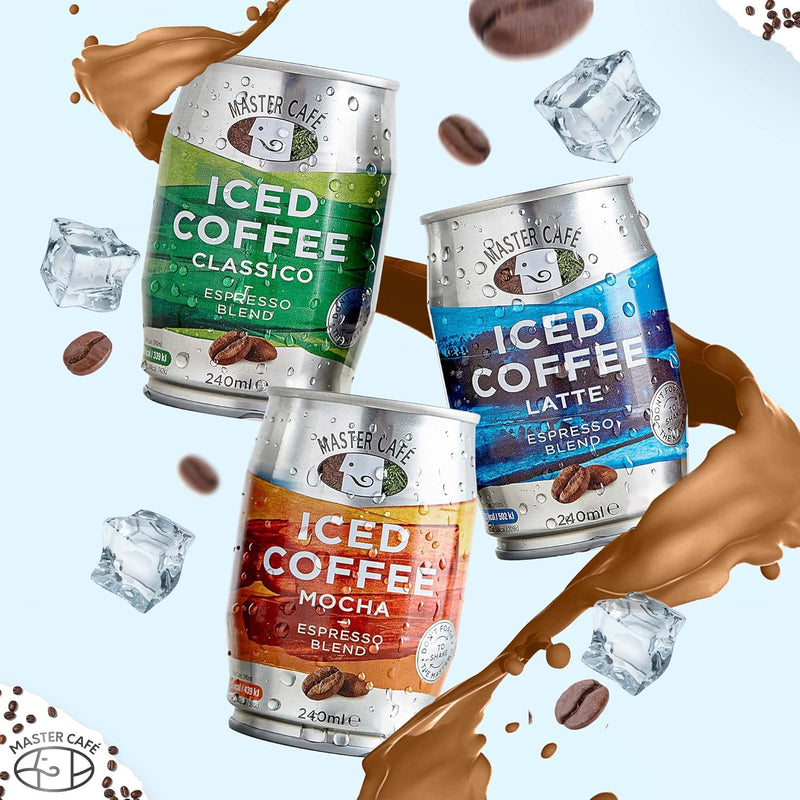 Load image into Gallery viewer, Master Café Iced Coffee in Cans, Mixed Pack of 12 - Mocha, Classico, Latte 240ml
