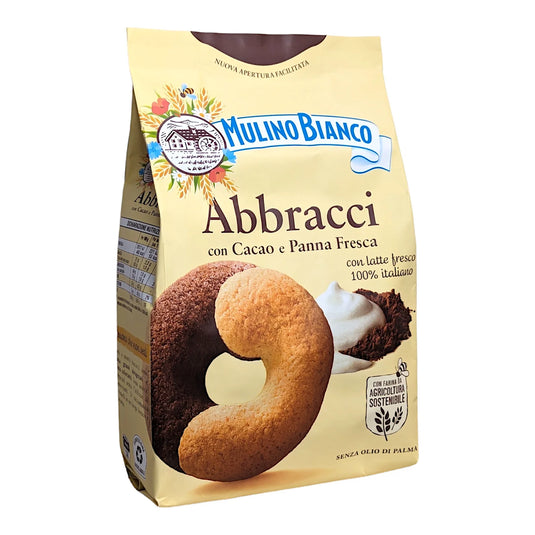 Mulino Bianco Abbracci 350g Italian Biscoti Cookies | GMO & Palm Oil Free | Filled with Creamy Chocolate | Icon of Taste and Goodness