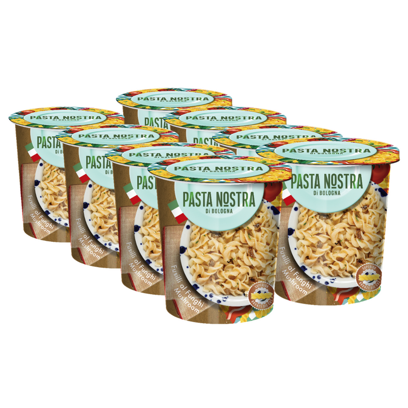 Load image into Gallery viewer, Pasta Nostra | Mushroom | Vegetarian | Instant fusilli pasta with a mushroom sauce 70g x 8
