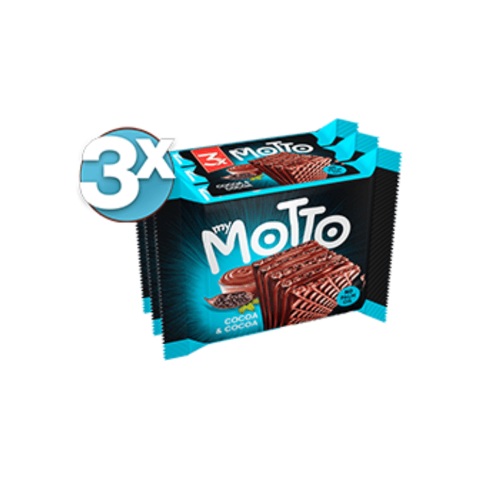 Load image into Gallery viewer, My Motto Cocoa &amp; Cocoa Cream Wafer Biscuits Pack of 3 X 10 packs
