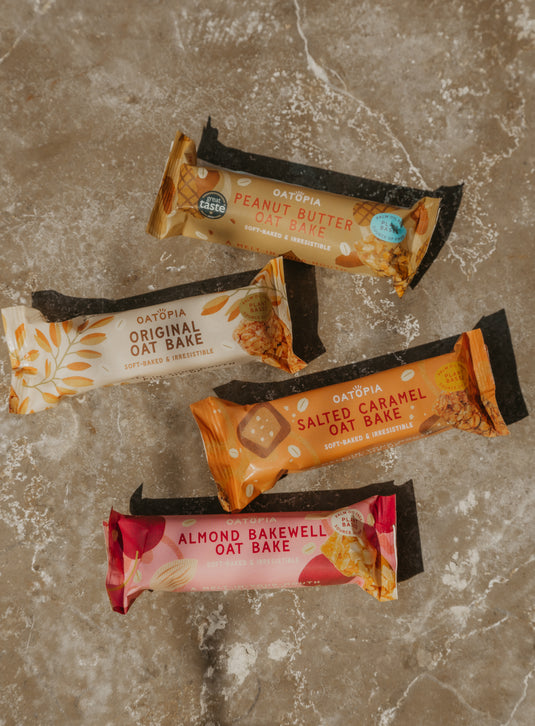 Oatopia Flapjack Bars Oat Bakes – Soft Baked Oat Bars – Snack Bars – Source of Fibre Oat Flapjacks –Variety Multipack 12x60g – Plant Based – Suitable for Vegans – Breakfast & Holiday Essential
