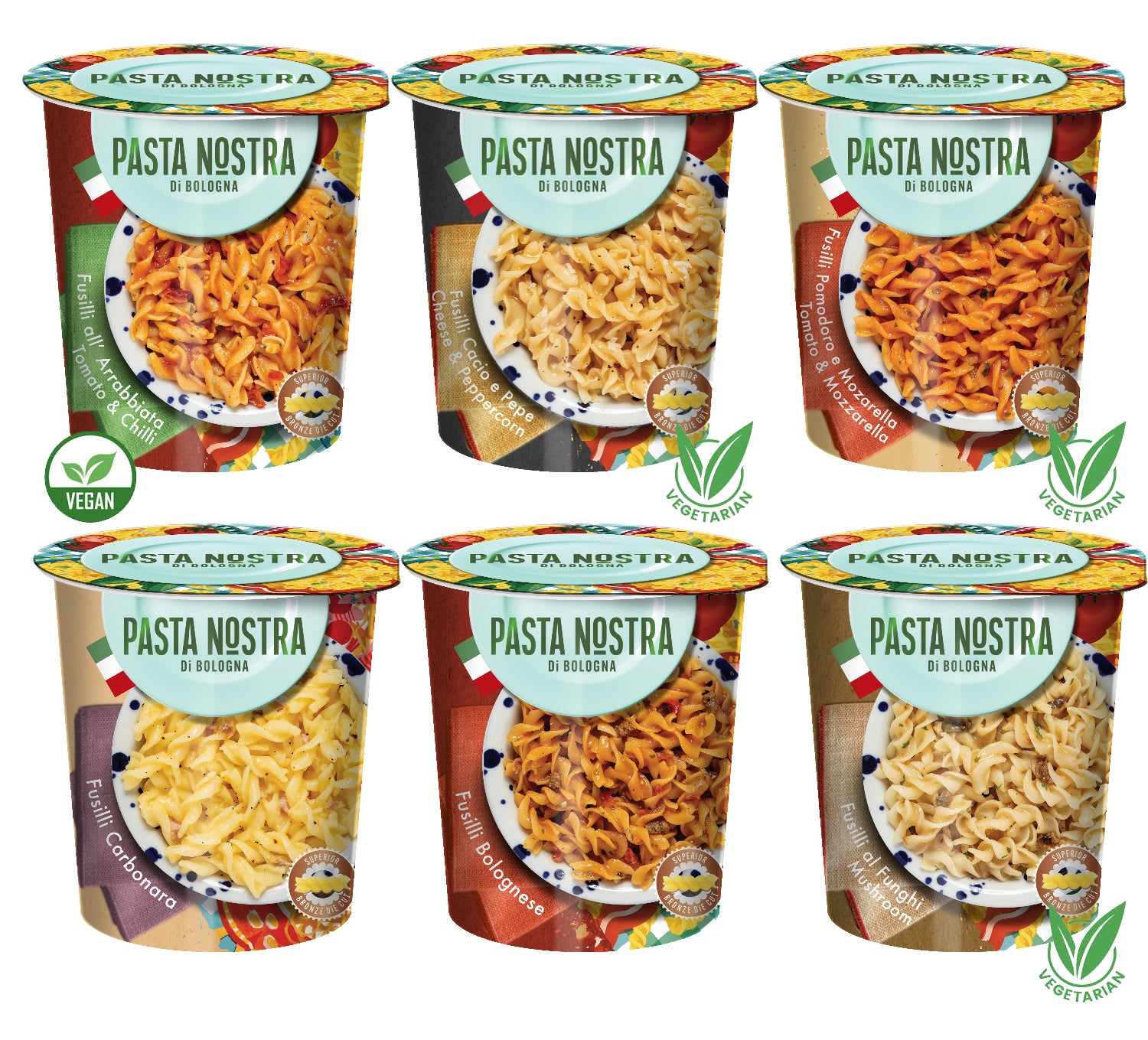Pasta Nostra | Variety pack | Instant fusilli pasta 6 x 70g