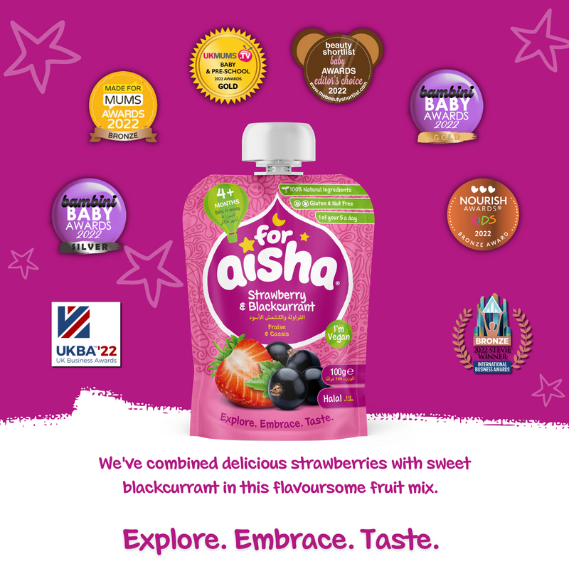 Load image into Gallery viewer, For Aisha Strawberry &amp; Blackcurrant Fruit Pouch 100g
