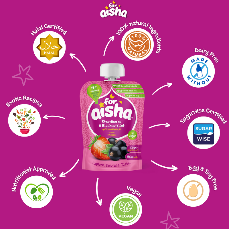 Load image into Gallery viewer, For Aisha Strawberry &amp; Blackcurrant Fruit Pouch 100g
