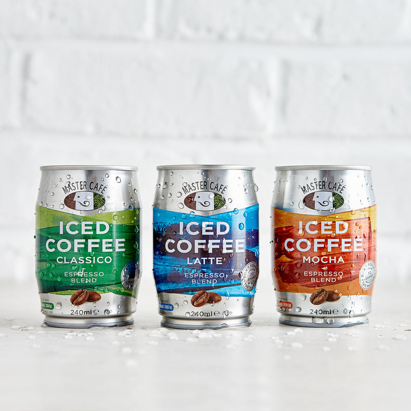 Load image into Gallery viewer, Master Café Iced Coffee in Cans, Mixed Pack of 12 - Mocha, Classico, Latte 240ml
