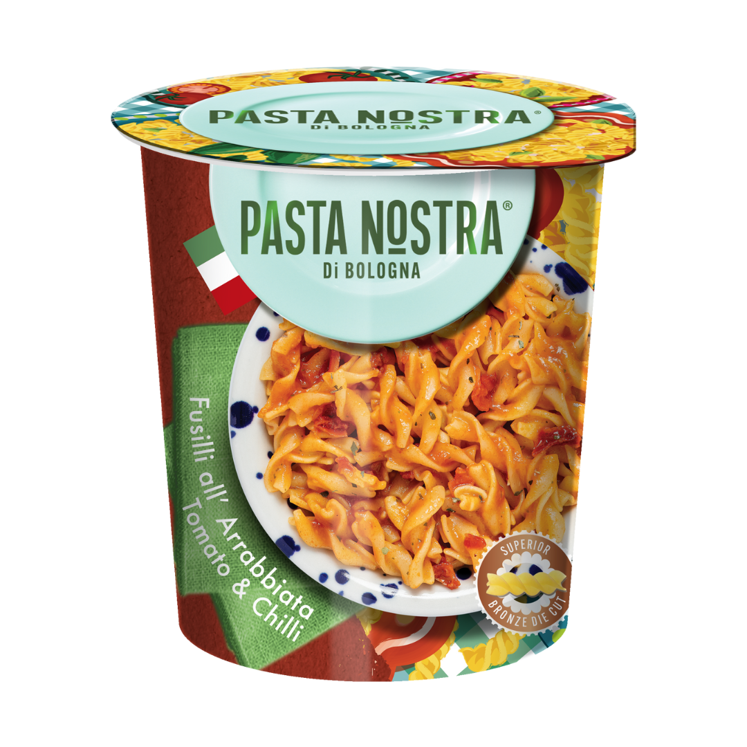 Pasta Nostra | Arrabbiata | Vegan | Instant fusilli pasta with a tomato and chilli sauce 70g x 8