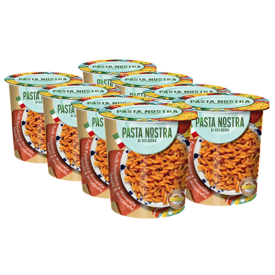 Pasta Nostra | Tomato & Mozzarella | Vegetarian | Instant fusilli pasta with a tomato and mozzarella sauce 70g x 8