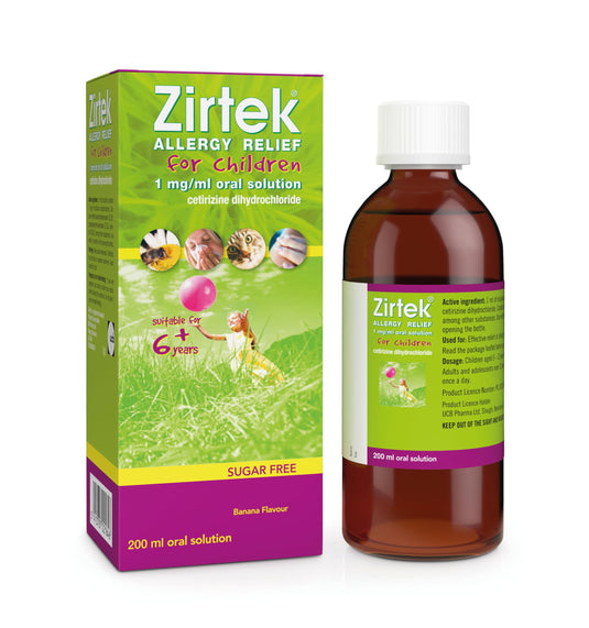 Zirtek Allergy Relief for Children, 200 ml Syrup | Hayfever, Dust, Pets, and Hives | Cetirizine Antihistamine Solution | Helps Relieve Allergic Symptoms | for Adults and Children Over 6 Years