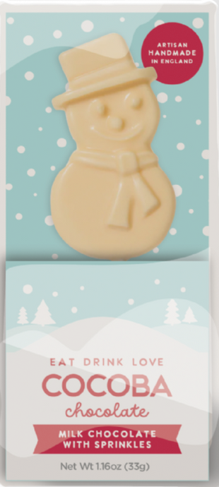 Cocoba Festive Snowman Chocolate Lollipop 30g- BBE 30/04/2024