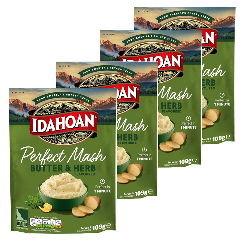 Load image into Gallery viewer, Idahoan Perfect Mash Butter &amp; Herb 109g Pack of 4
