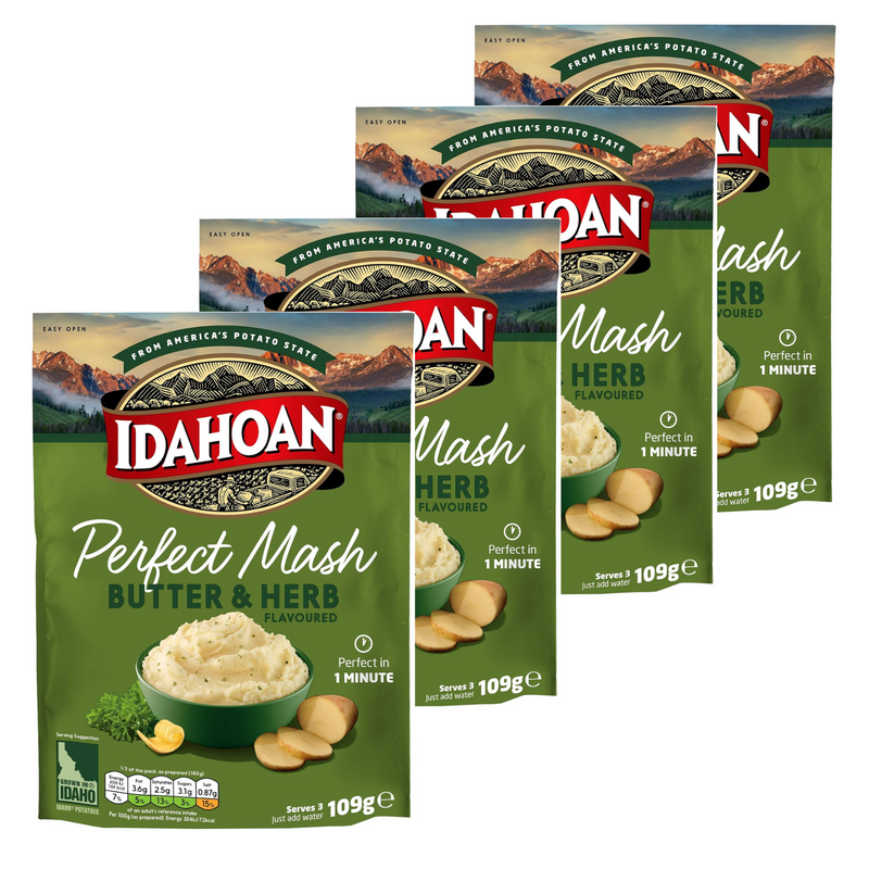 Idahoan Perfect Mash Butter & Herb 109g Pack of 4 Good Food Company