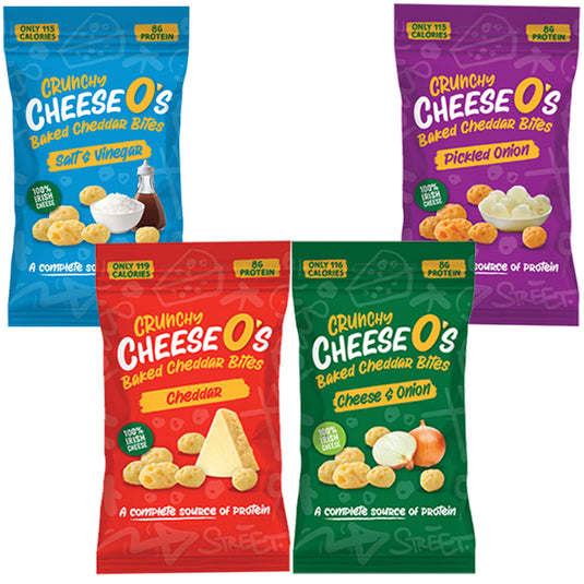 CheeseO's Crunchy Baked Cheese Snacks Multipack Pack of 4x20g - Cheddar Bites, Keto Snacks, High Protein Snack, Low Carb Gluten Free Vegetarian Savoury Snack Cheese Crisps